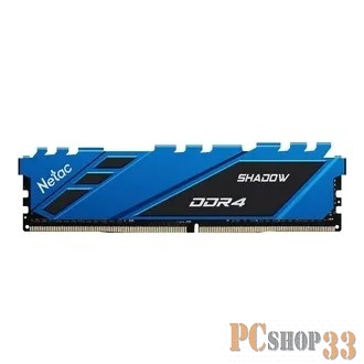 Модуль памяти DDR 4 DIMM 16Gb PC25600, 3200Mhz, Netac Shadow NTSDD4P32SP-16B C16 Blue, с радиатором