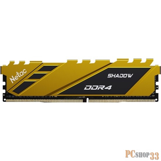 Модуль памяти DDR 4 DIMM 8Gb PC25600, 3200Mhz, Netac Shadow NTSDD4P32SP-08Y C16 Yellow, с радиатором