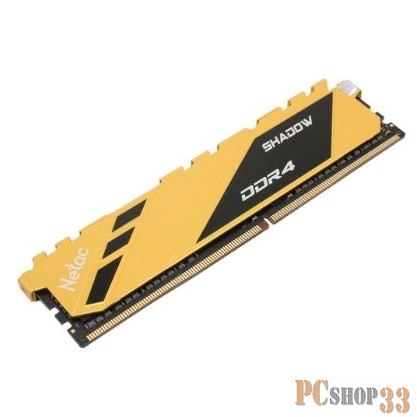 Модуль памяти DDR 4 DIMM 8Gb PC25600, 3200Mhz, Netac Shadow NTSDD4P32SP-08Y C16 Yellow, с радиатором