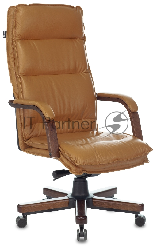 Кресло руководителя Бюрократ T-9927WALNUT горчичный кожа крестовина металл/дерево