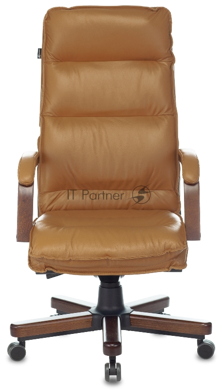Кресло руководителя Бюрократ T-9927WALNUT горчичный кожа крестовина металл/дерево