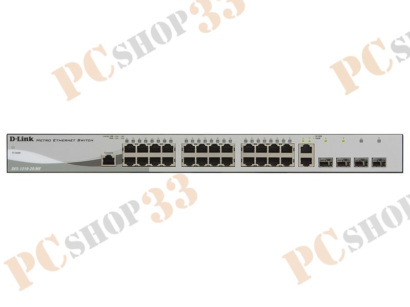 Коммутатор 1U 19 RM D-Link DES-1210-28/ME/B2A 24 порта 100Мбит/сек. + 2 порта 1Гбит/сек./SFP + 2 порта SFP, управляемый