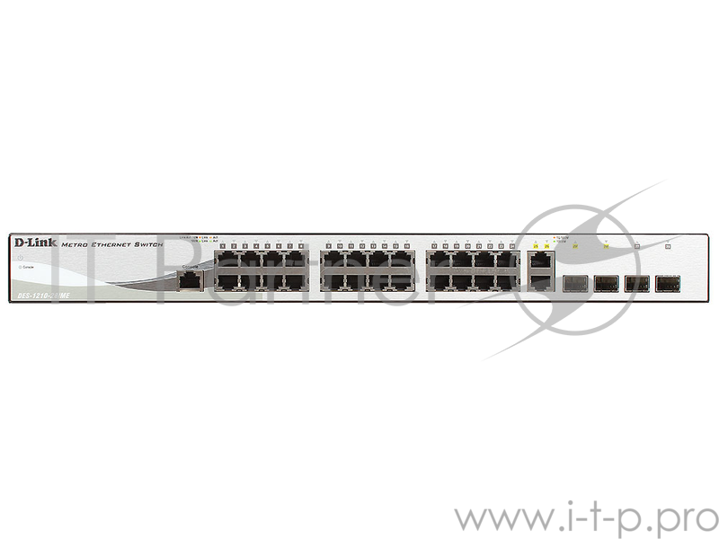 Коммутатор 1U 19 RM D-Link DES-1210-28/ME/B3B 24 порта 100Мбит/сек. + 2 порта 1Гбит/сек./SFP + 2 порта SFP, управляемый