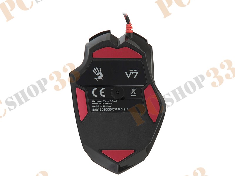 Оптическая мышь A4Tech Bloody V7M, 7кн.+скр., черный (USB)