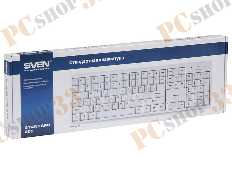 Клавиатура Sven Standard 303, 104+2кн., белый (USB)