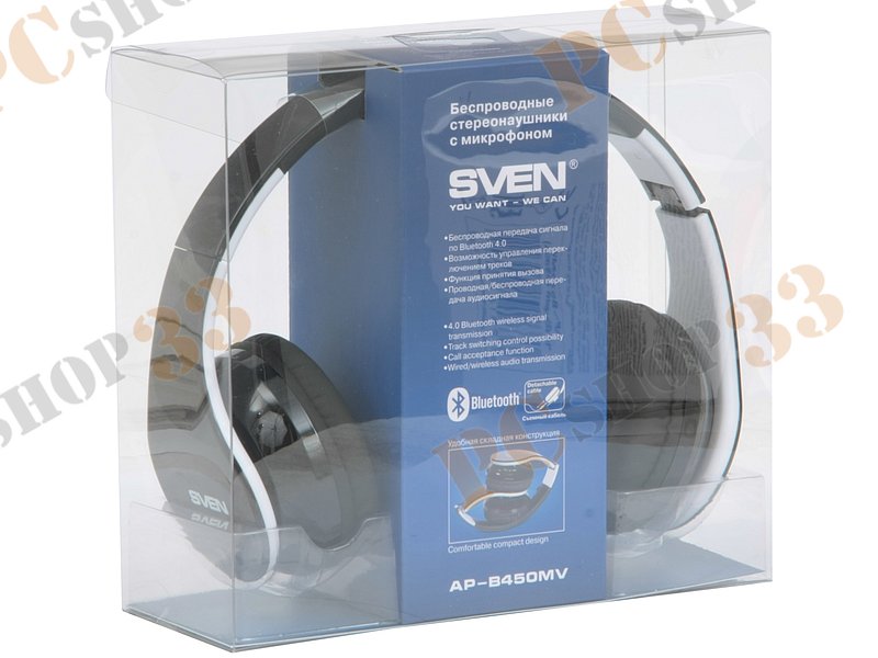 Гарнитура Sven AP-B450MV, беспроводная, с регулятором громкости (Bluetooth)
