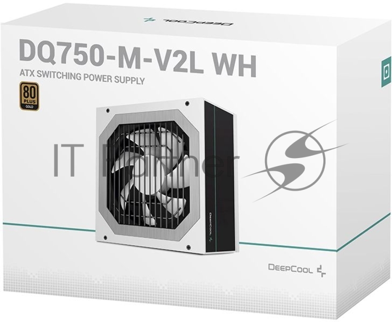 Блок питания DEEPCOOL DQ750 (DQ750-M-V2L WH), 750 Вт, ATX12V 2.31, активный PFC, вентилятор 120x120 мм, cертификат 80 PLUS Gold, отстегивающиеся кабели, белый