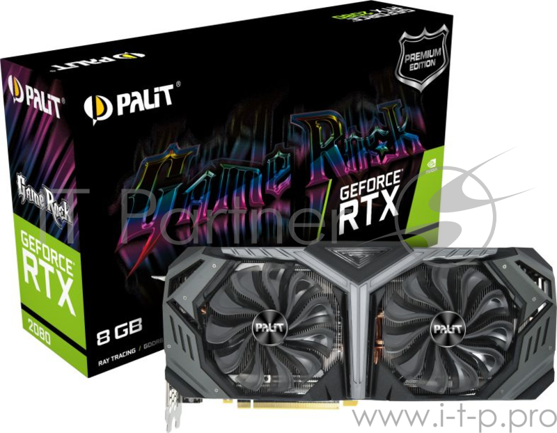 Видеокарта Palit GeForce RTX 2080 GameRock Premium 8ГБ (GeForce RTX 2080, DDR6, HDMI, 3xDP, USB-C) (PCI-E)