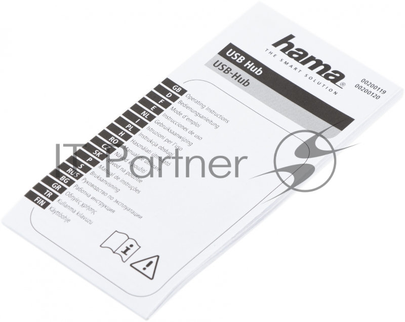 Разветвитель USB 2.0 Hama H-200120 4порт. белый (00200120)