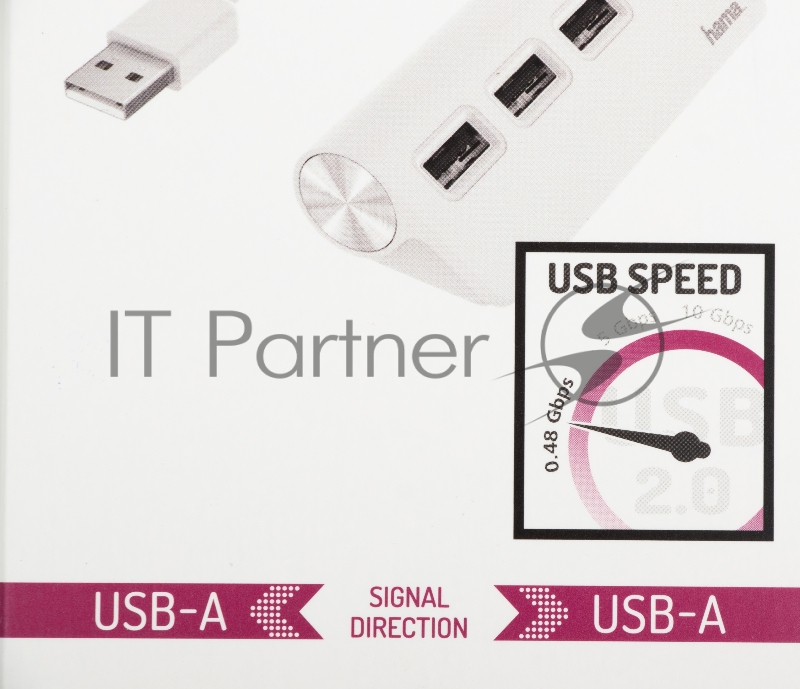 Разветвитель USB 2.0 Hama H-200120 4порт. белый (00200120)