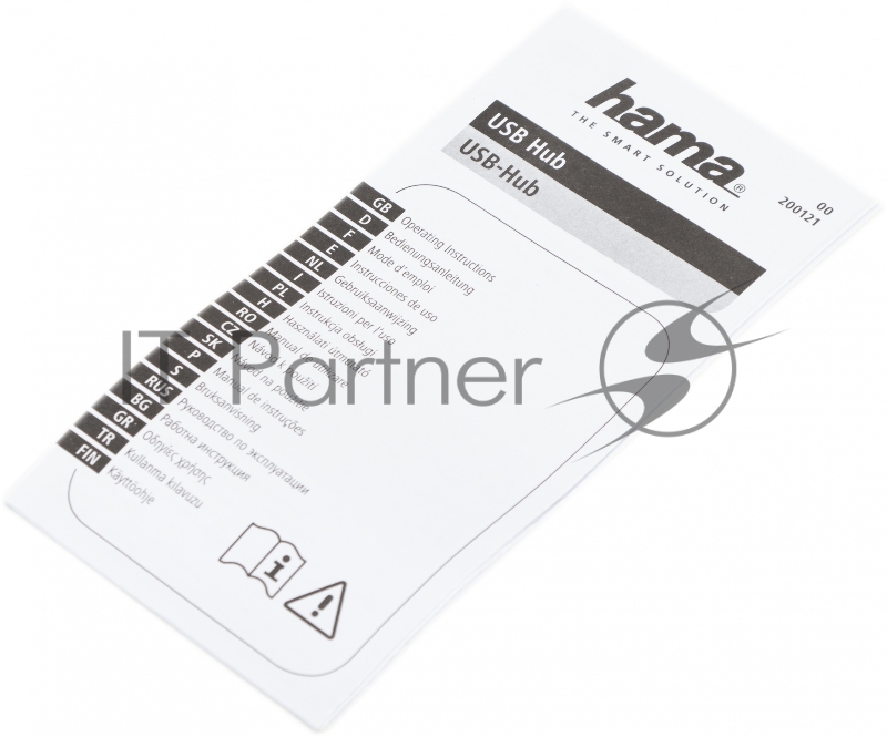 Разветвитель USB 2.0 Hama H-200121 4порт. черный (00200121)