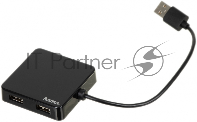 Разветвитель USB 2.0 Hama H-200121 4порт. черный (00200121)