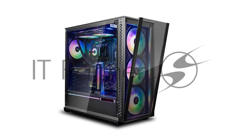 Корпус DeepCool Matrexx 70 ADD-RGB 3F DP-ATX-MATREXX70-BKG0P-3F, Mid Tower, блок питания отсутствует, ATX/micro-ATX/eATX/mini-ITX, 4 вентилятора, 1xUSB 2.0, 2xUSB 3.0, цвет черный