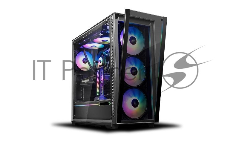Корпус DeepCool Matrexx 70 ADD-RGB 3F DP-ATX-MATREXX70-BKG0P-3F, Mid Tower, блок питания отсутствует, ATX/micro-ATX/eATX/mini-ITX, 4 вентилятора, 1xUSB 2.0, 2xUSB 3.0, цвет черный
