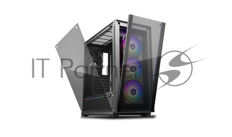 Корпус DeepCool Matrexx 70 ADD-RGB 3F DP-ATX-MATREXX70-BKG0P-3F, Mid Tower, блок питания отсутствует, ATX/micro-ATX/eATX/mini-ITX, 4 вентилятора, 1xUSB 2.0, 2xUSB 3.0, цвет черный