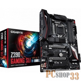 Мат. плата Socket1151 GIGABYTE Z390 GAMING SLI (iZ390, 4xDDR4, M.2, SATA III, RAID, PCI-E, HDMI, 1Гбит LAN, USB3.1, ATX)