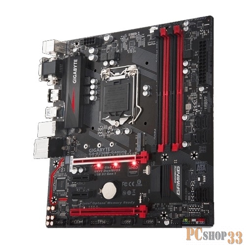 Мат. плата Socket1151 GIGABYTE GA-B250M-GAMING 3 (iB250, 4xDDR4, M.2, SATA III, 2xPCI-E, D-Sub, DVI, HDMI, 1Гбит LAN, USB3.1, mATX)