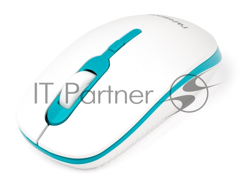 Мышь беспроводная Гарнизон GMW-460-2, бело-бирюзовый, 1000 DPI, 2 кн.+ колесо-кнопка