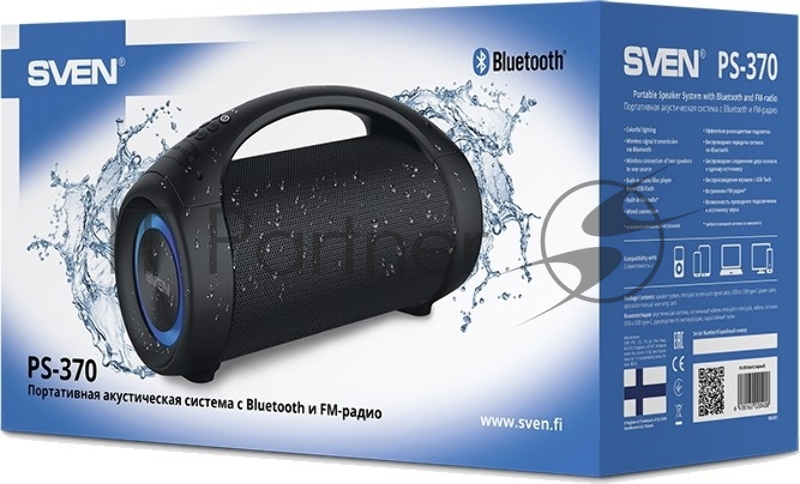 Колонка порт. Sven АС PS-370 черный 40W 2.0 BT (SV-020408)