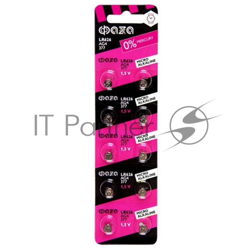 Элемент питания алкалиновый таблетка AG 4 LR 626 BL-10 (уп.10шт) ФАZА 4895205002555