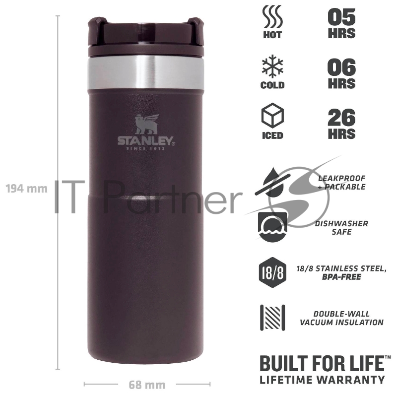 Термокружка Stanley Classic Neverleak 0.35л. черный (10-09855-007)