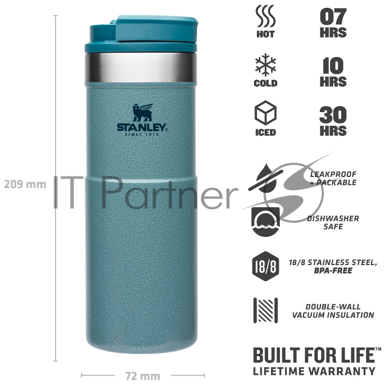 Термокружка Stanley Classic Neverleak 0.47л. голубой (10-09851-009)