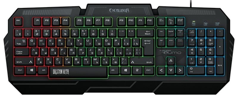 Игровая клавиатура Qumo Excalibur K67, проводная, 104, встроенные радужная подсветка