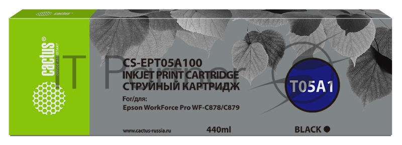Картридж струйный Cactus CS-EPT05A100 черный (440мл) для Epson WorkForce Pro WF-C878/C879