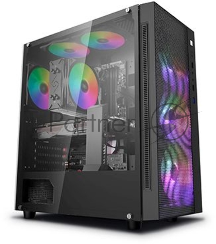 Корпус DeepCool MATREXX 55 MESH ADD-RGB 4F Black (DP-ATX-MATREXX55-MESH-AR-4F), E-ATX, ATX, mATX, Mini-ITX, Midi-Tower, без БП, с окном, подсветка, 2xUSB 2.0, USB 3.0, 2xAudio