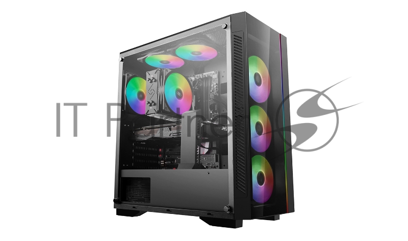 Корпус DeepCool MATREXX 55 V3 ADD-RGB 3F Black (DP-ATX-MATREXX55V3-AR-3F), E-ATX, ATX, mATX, Mini-ITX, Midi-Tower, без БП, с окном, подсветка, 2xUSB 2.0, USB 3.0, Audio