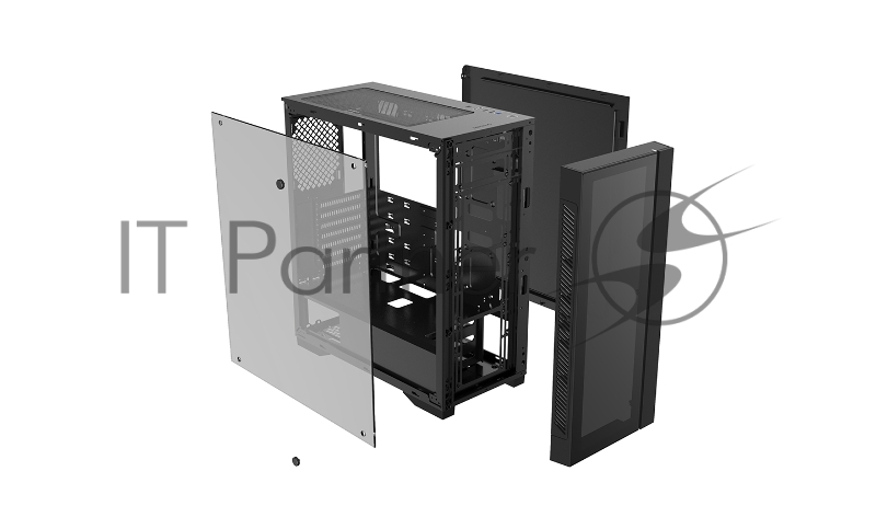 Корпус DeepCool MATREXX 55 V3 ADD-RGB 3F Black (DP-ATX-MATREXX55V3-AR-3F), E-ATX, ATX, mATX, Mini-ITX, Midi-Tower, без БП, с окном, подсветка, 2xUSB 2.0, USB 3.0, Audio