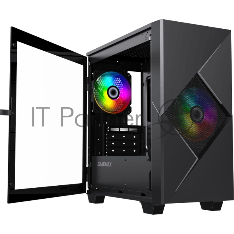 GameMax Корпус Cyclops BG без БП (Midi Tower, ATX, Черно-серый., 1*USB2.0 + 1*USB3.0, 2*120мм)