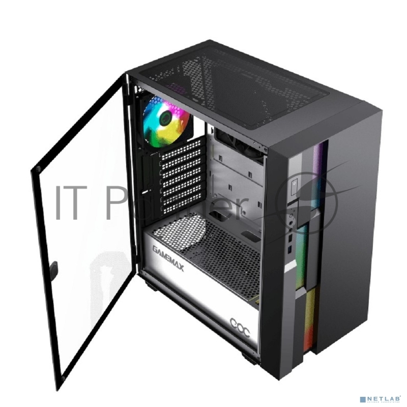 GameMax Корпус Brufen C3 BG без БП, MidiT, ATX, Корич.,черно/серый Зак. стекл., USB 3.0, 1*120 1*140мм вент.