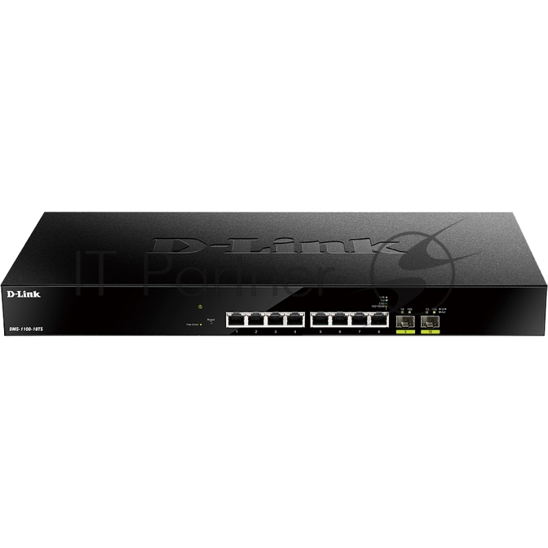 D-Link DMS-1100-10TS/A1A, L2 Smart Switch with 8 2.5GBase-T ports and 2 10GBase-X SFP+ ports.16K Mac address, 80Gbps switching capacity, 802.3x Flow