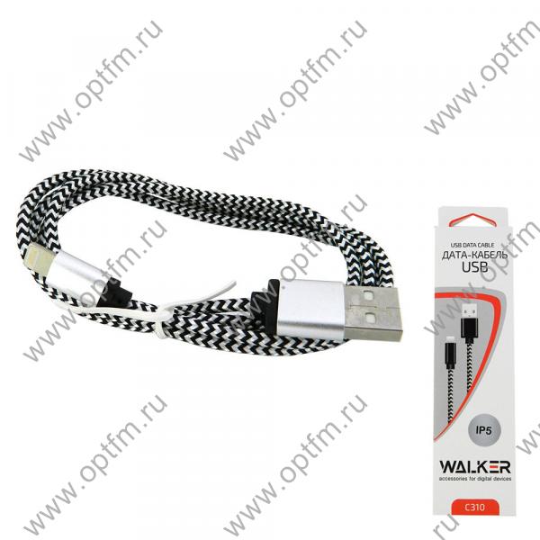 Кабель USB - Apple 8pin/lightning WALKER C310 C310 в тканевой оплетке серебро (1м)