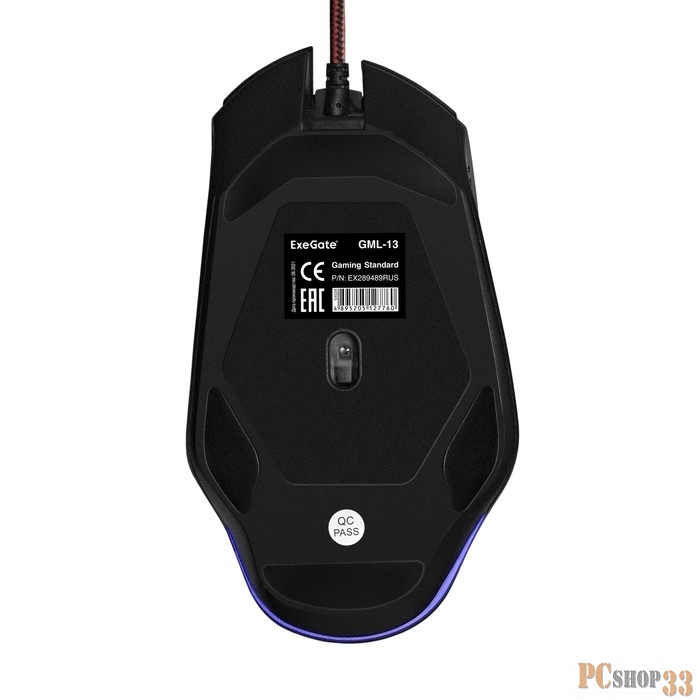 Мышь ExeGate EX289489RUS Gaming Standard Laser GML-13 (USB, лазерная, 1000/1200/3000/4000 dpi, 8 кнопок и колесо прокрутки, длина кабеля 1,5м, черная, Color box)