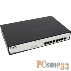 Коммутатор 1U 19 RM D-Link DGS-1008MP/A2A 8 портов 1Гбит/сек.