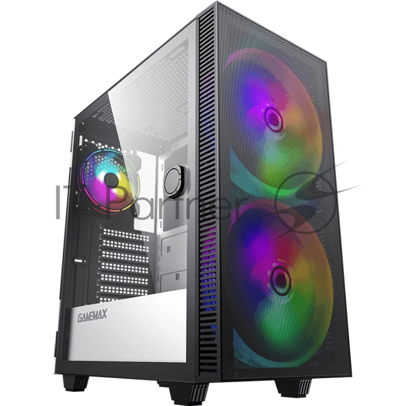 GameMax Корпус Aero А367 (ATX,Черн.,USB3.0, Зак.стекло,2*200мм RGB вент+конт.+пульт, сет.фильтр, без БП)