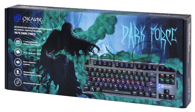 Клавиатура Оклик 967G Dark Force механическая черный USB Multimedia for gamer LED