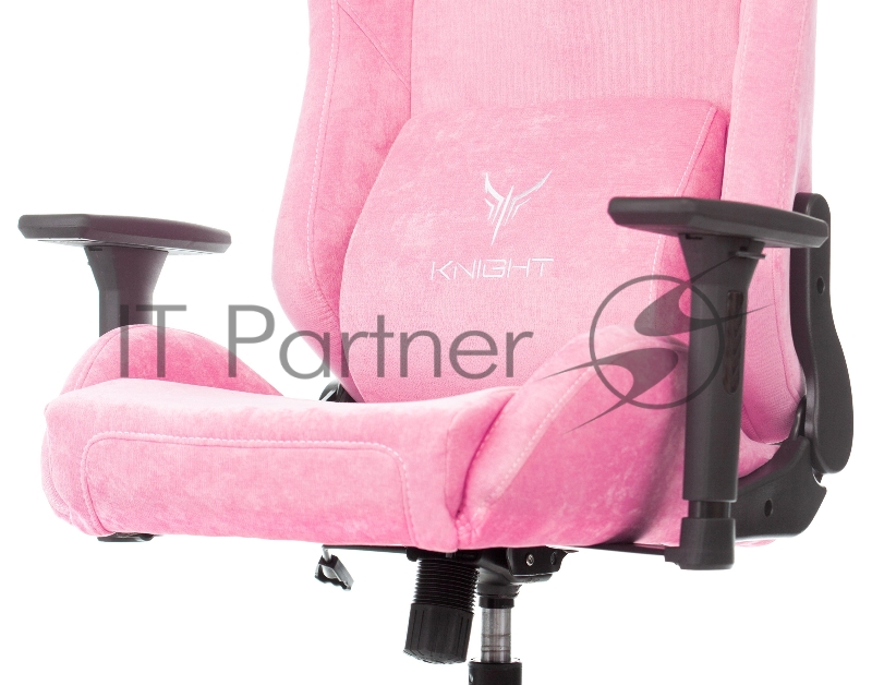 Кресло игровое Knight N1 Fabric розовый Velvet 36 с подголов. крестовина металл