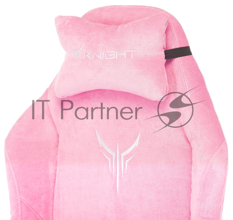 Кресло игровое Knight N1 Fabric розовый Velvet 36 с подголов. крестовина металл