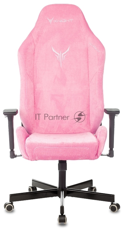 Кресло игровое Knight N1 Fabric розовый Velvet 36 с подголов. крестовина металл