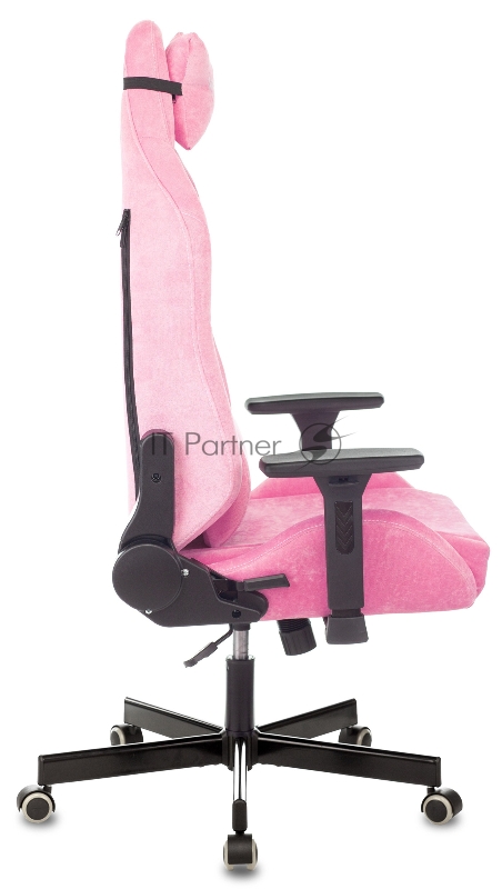 Кресло игровое Knight N1 Fabric розовый Velvet 36 с подголов. крестовина металл