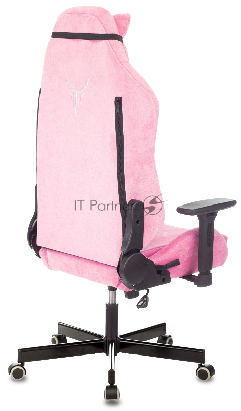 Кресло игровое Knight N1 Fabric розовый Velvet 36 с подголов. крестовина металл