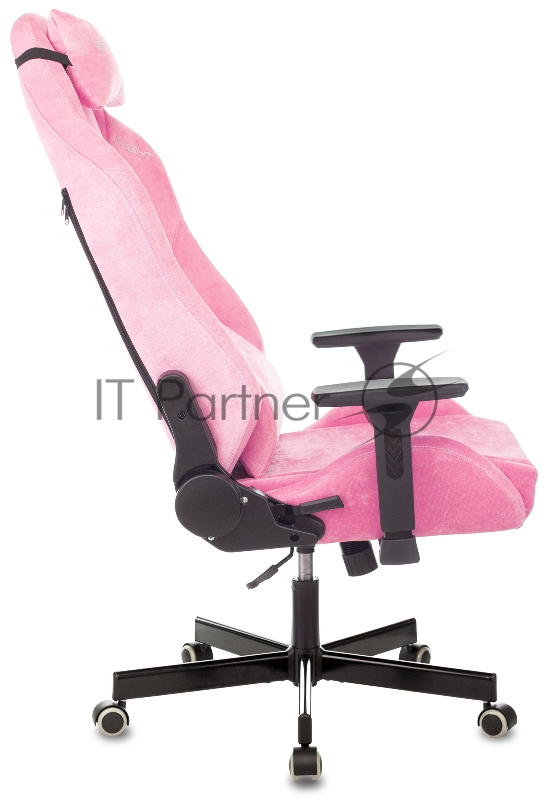 Кресло игровое Knight N1 Fabric розовый Velvet 36 с подголов. крестовина металл