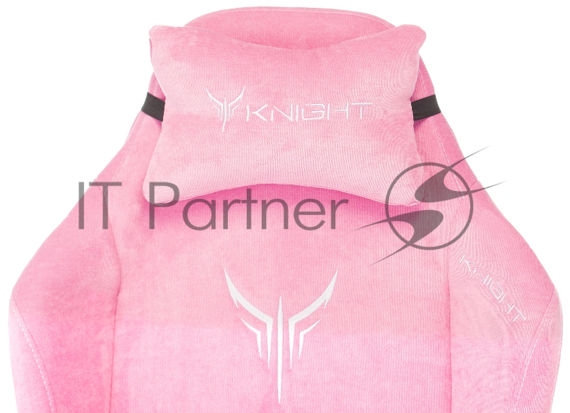 Кресло игровое Knight N1 Fabric розовый Velvet 36 с подголов. крестовина металл