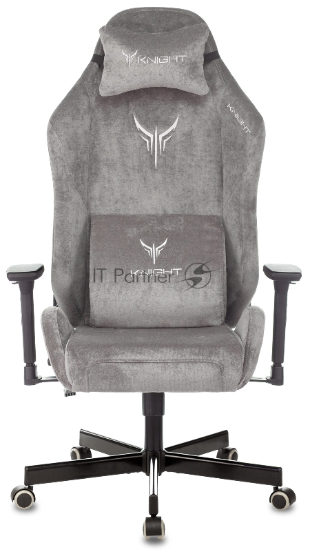 Кресло игровое Knight N1 Fabric серый Light-19 с подголов. крестовина металл