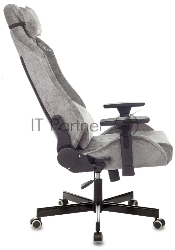 Кресло игровое Knight N1 Fabric серый Light-19 с подголов. крестовина металл