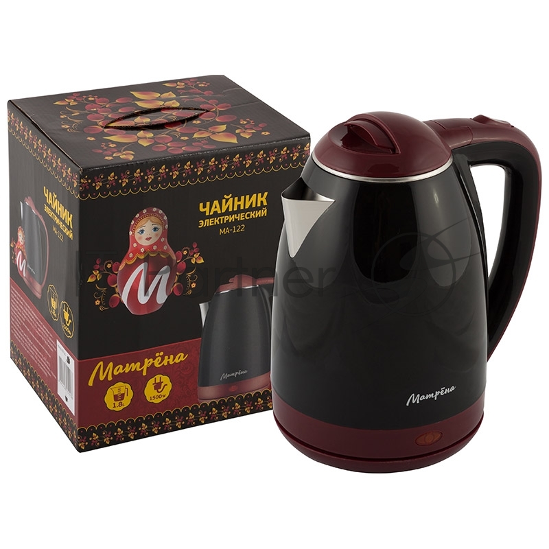 Чайник электрический МАТРЁНА MA-122 (1,8 л) стальной черный