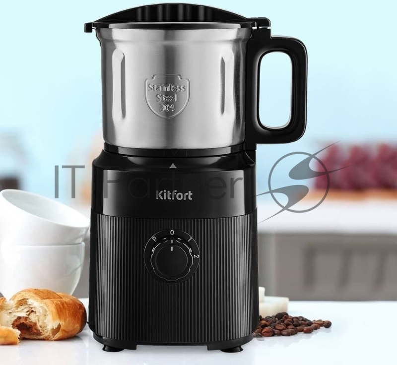 Кофемолка Kitfort КТ-776 сист.помол.:одинарный нож черный